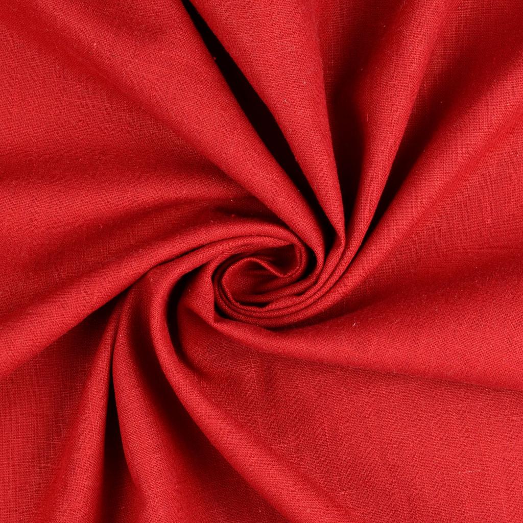 Washed Plain Linen - Red