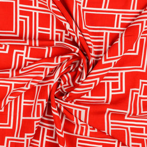 Poplin Viscose - Red Abstract