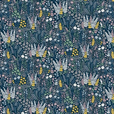 Makower Fabrics - Heather & Sage - Floral Blue