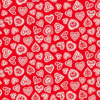 Makower Fabrics - Scandi Hearts Red