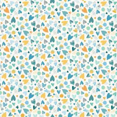 Makower Fabrics - In The Jungle - Hearts Blue