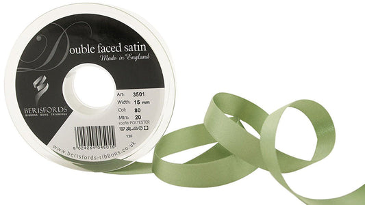 Bertie's Bows Double Satin Ribbon - 15mm Khaki