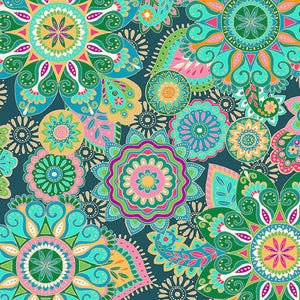 Makower Fabrics - Jaipur - Mandala Turquoise