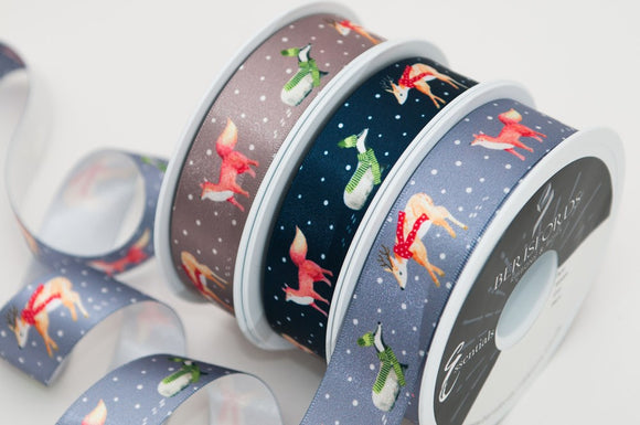 Bertie's Bows: Fairytale Forest Ribbon Navy 25mm