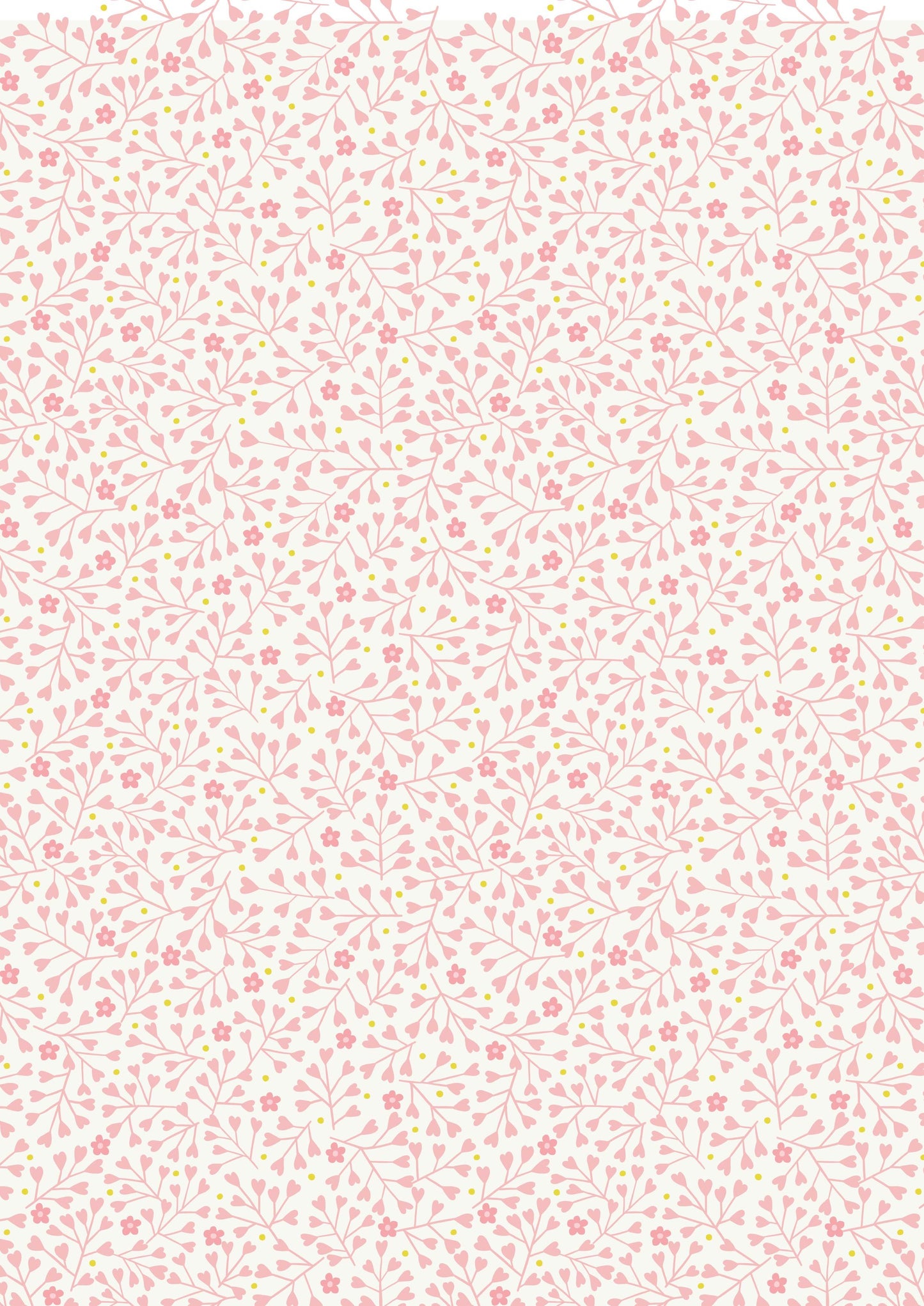 Lewis & Irene - Mini Heart Floral Pink on Cream