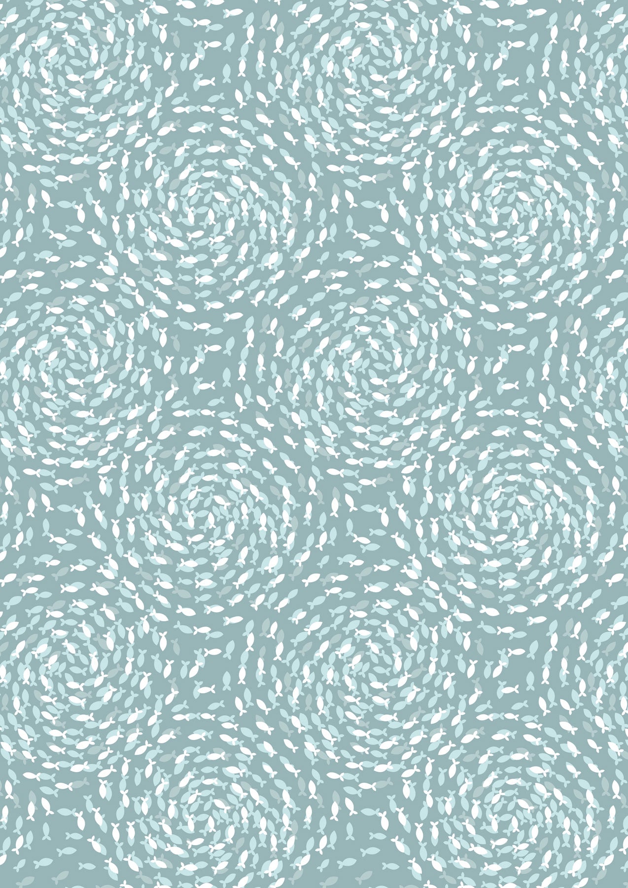 Lewis & Irene - Ocean Pearls - Fish Swirls on Sea Froth with Pearl