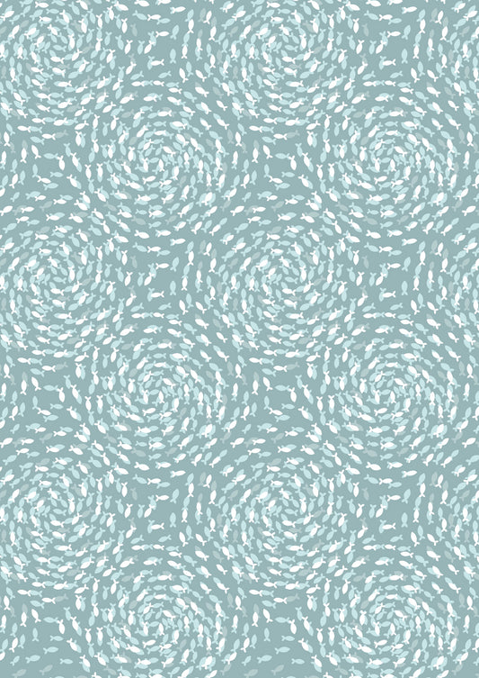 Lewis & Irene - Ocean Pearls - Fish Swirls on Sea Froth with Pearl