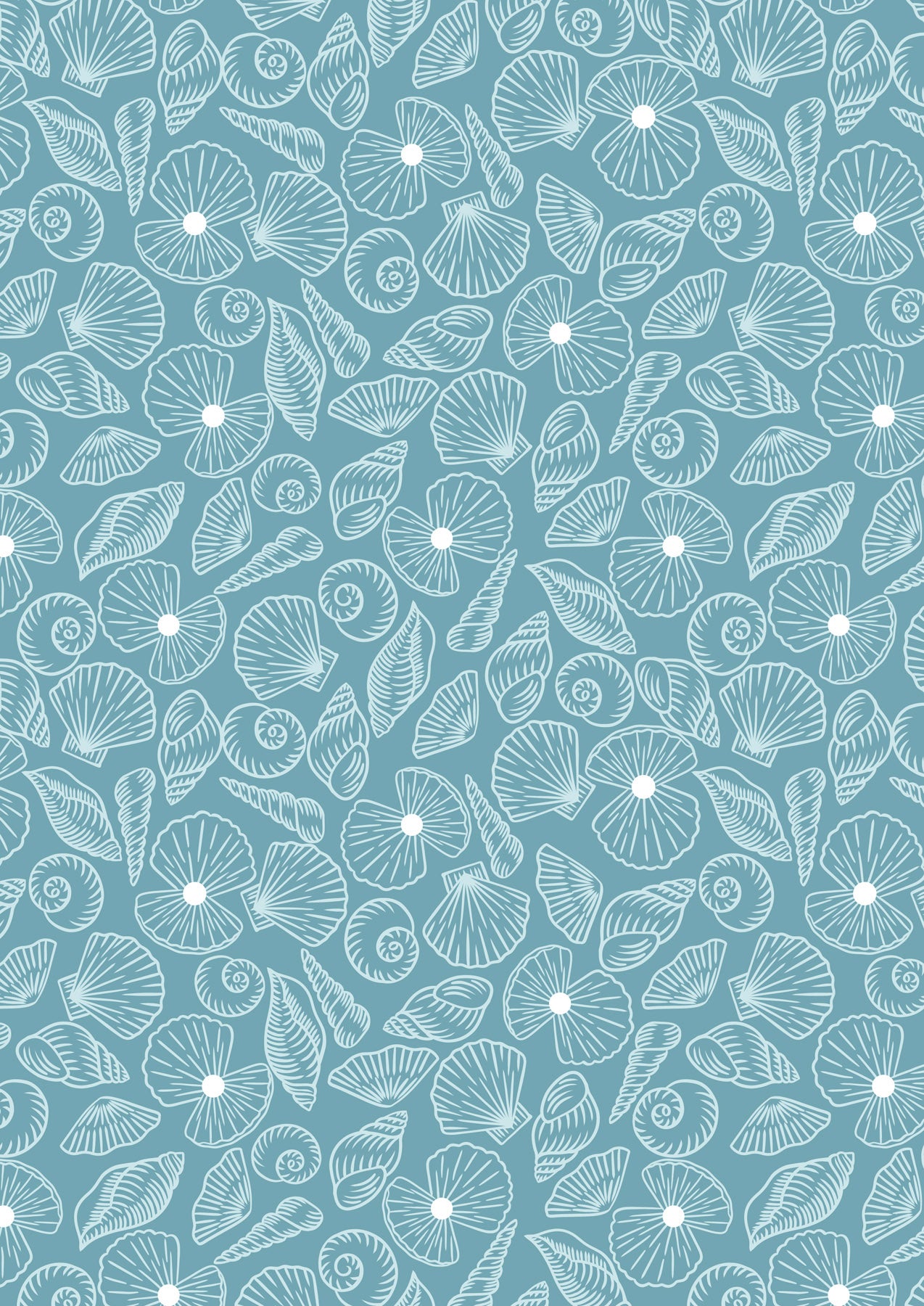 Lewis & Irene - Ocean Pearls - Pearl Shells on Island Blue with Pearl