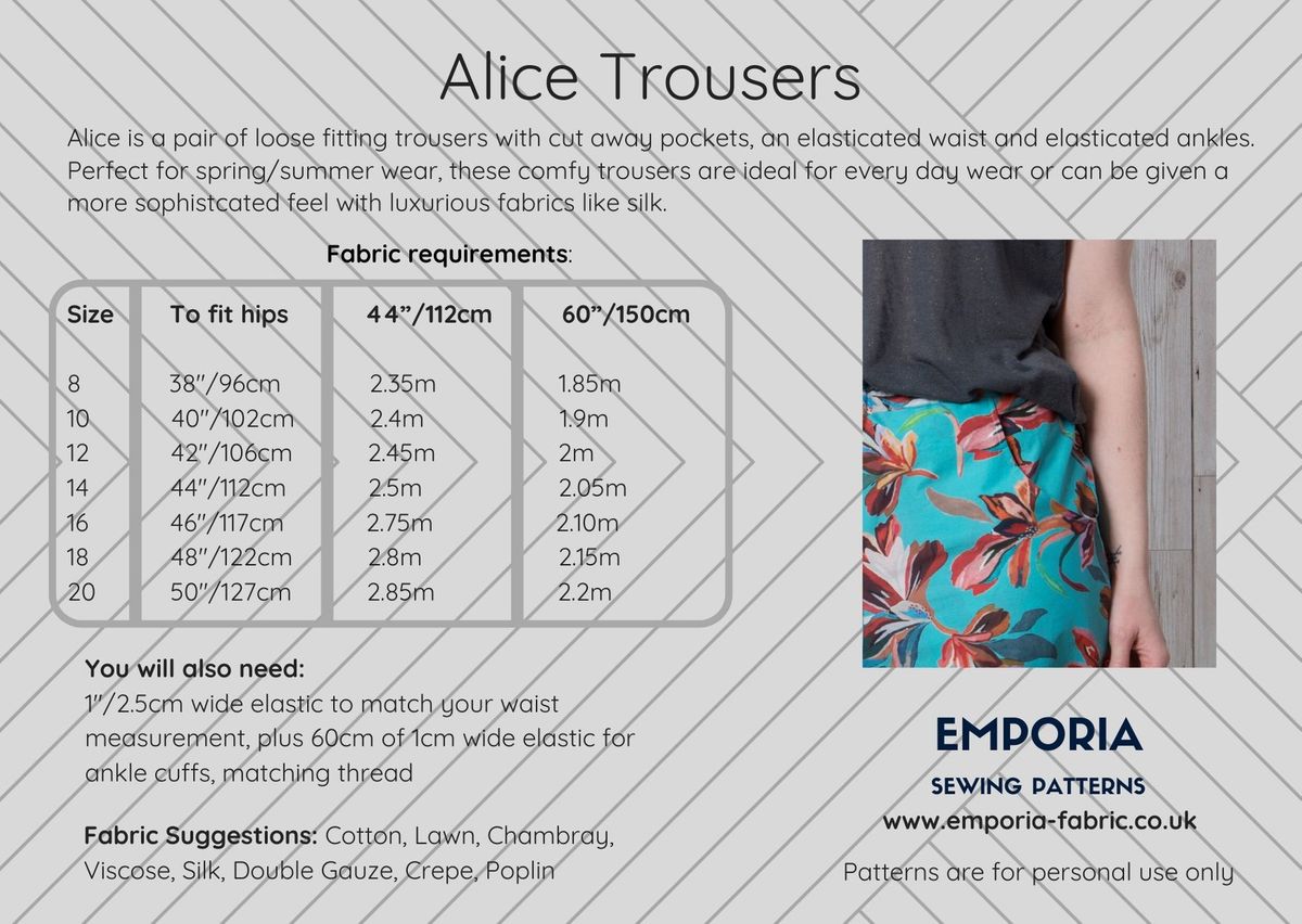 Emporia Patterns - Alice Trousers Pattern