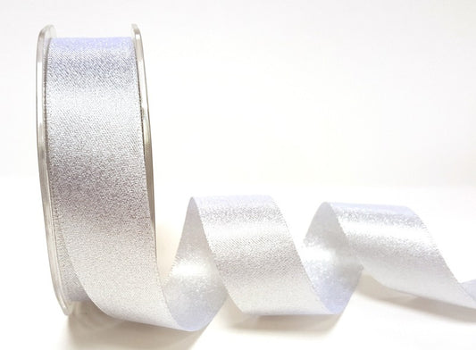 Bertie’s Bows Silver 25mm Sparkle Satin Ribbon