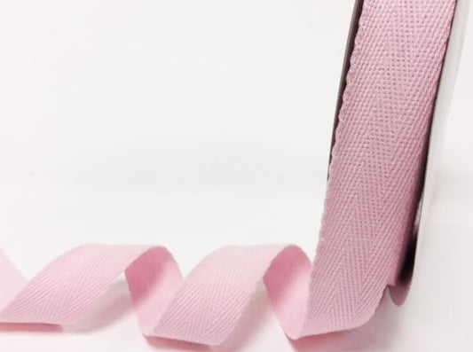 Cotton Herringbone Webbing - 25mm - Pale Pink