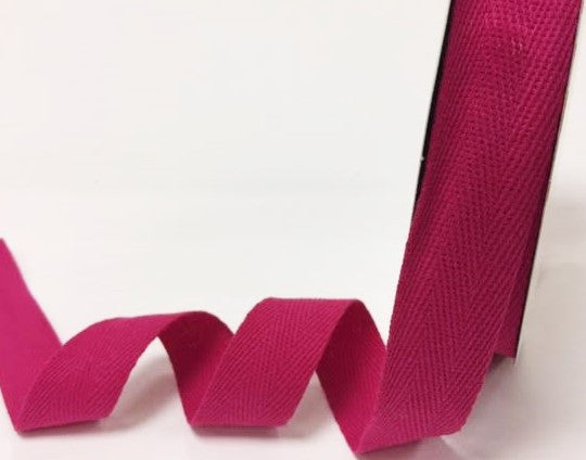 Cotton Herringbone Webbing - 25mm - Dark Pink