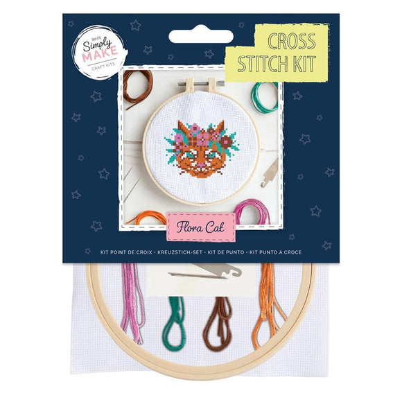 Docrafts Simply Make Floral Cat Cross Stitch Kit