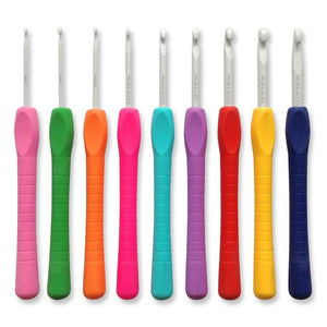 Pony Crochet Hook Set of 9 Easy Grip Polka Dot x Sizes 2-6 mm