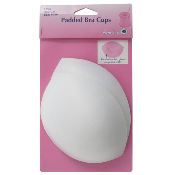 Hemline Padded Bra Cups: White, Medium