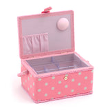 Sewing Box (M): Flamingo Pink Polka Dot