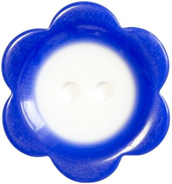 Royal Blue Edge Flower Buttons 15mm