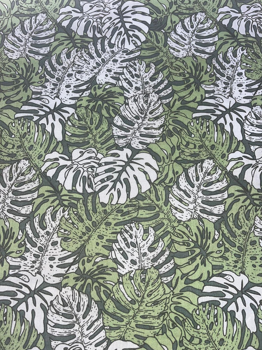 100% Cotton - Philodendron - Green