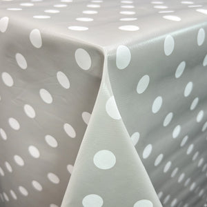 PVC Tablecloth - Polka Dot Silver Grey