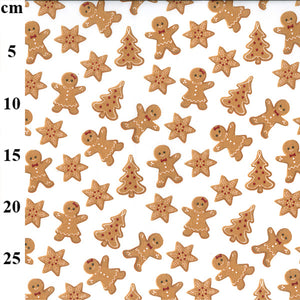 Christmas PolyCotton - Gingerbread Men/Trees/Stars