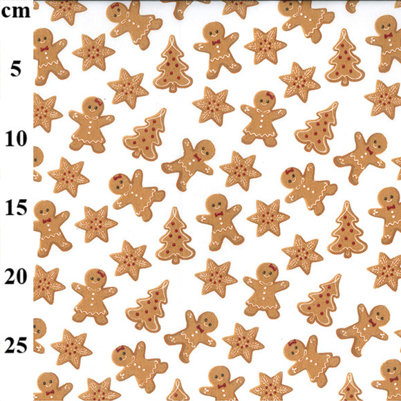 Christmas PolyCotton - Gingerbread Men/Trees/Stars