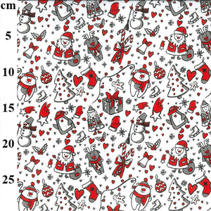 Christmas PolyCotton - Snowmen/Father Christmas/Penguin