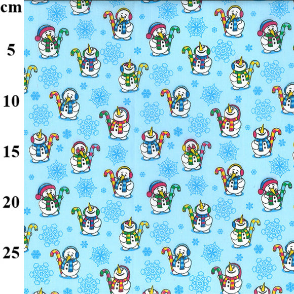 Christmas PolyCotton - Snowmen on Blue