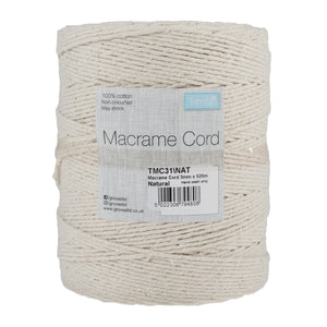 Macramé Cord: Cotton: 525m x 3mm: 1kg: Natural