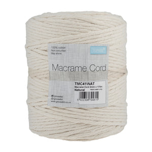 Macramé Cord: Cotton: 175m x 4mm: 1kg: Natural