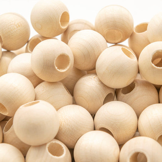 Beads Whitewood LARGE HOLE 20 mm