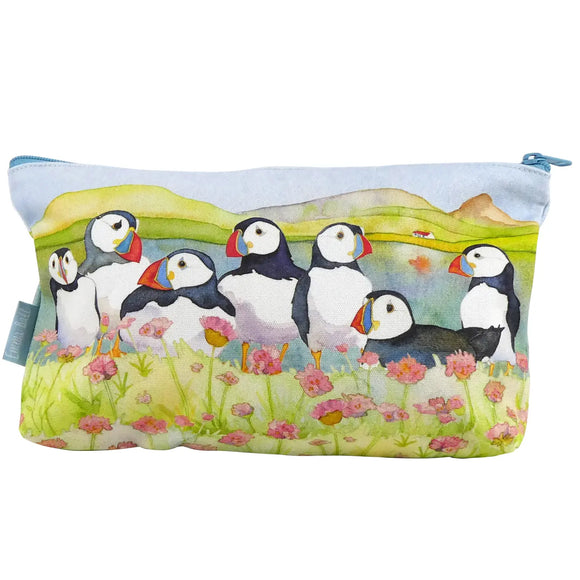 Seathrift Puffins Zipped Pouch by Emma Ball