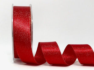 Bertie’s Bows Red Sparkle Satin Ribbon 25mm