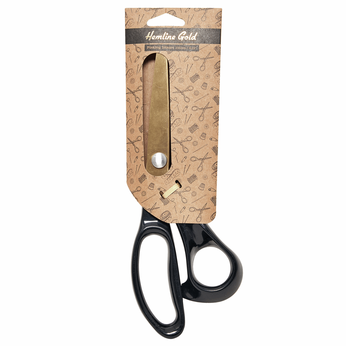 Hemline Gold - Scissors: Pinking Shears: 23.5cm/9.25in: Brushed Gold