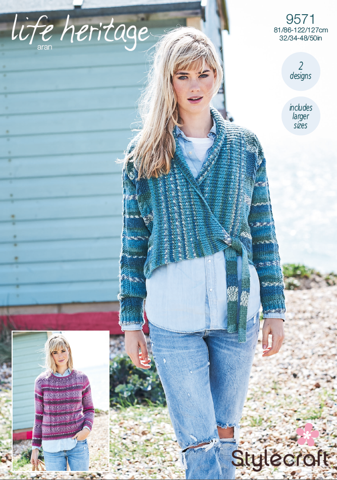 Stylecraft Life Heritage Aran Knitting Pattern 9571