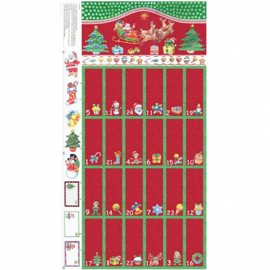 Advent Calendar Panel - Santa Reindeer -Red