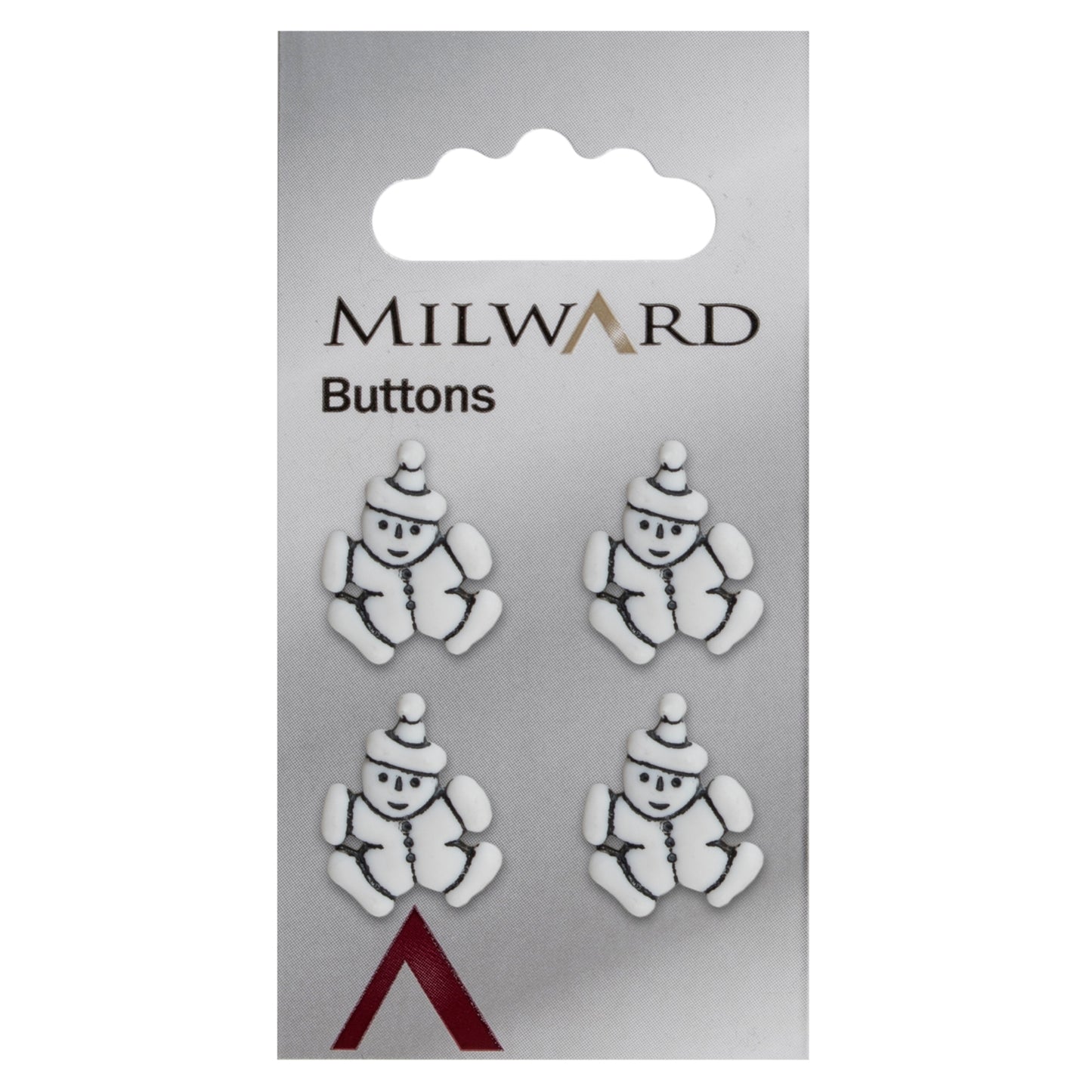 Buttons: Carded: 21mm: Pack of 4: Snowman