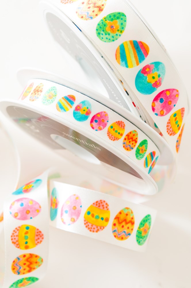 Berisfords Easter Eggs Ribbon - 15mm White