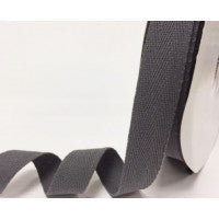 Cotton Herringbone Webbing - 25mm - Charcoal