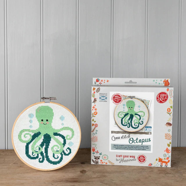 Crafty Kit Company Green Octopus Cross Stitch Kit