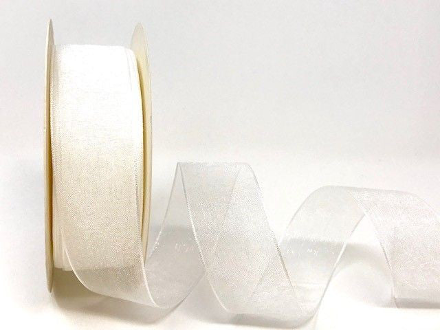 Bertie's Bows Sheer Organza Ribbon - 25mm Bridal White