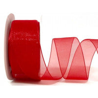 Bertie's Bows Sheer Organza Ribbon - 38mm Red