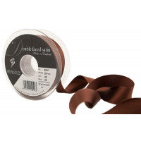 Bertie's Bows Double Satin Ribbon - 25mm Dark Brown