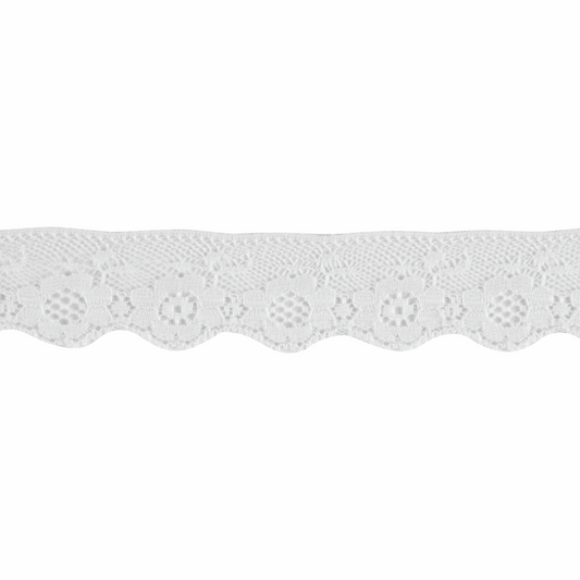 Nylon Lace- Daisy Scalloped- 30mm White