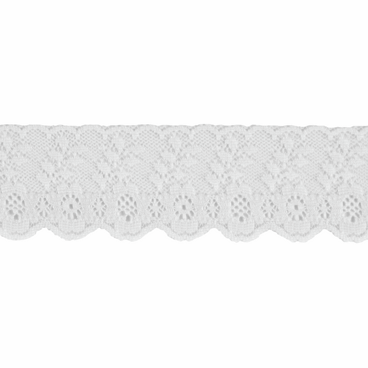 Nylon Lace- Daisy Scalloped- 35mm White