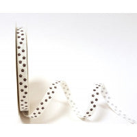 White Grosgrain Ribbon - 9mm - Brown Paw Print