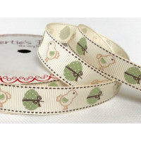 Bertie's Bows Easter Chick Print Grosgrain - 16mm Ivory