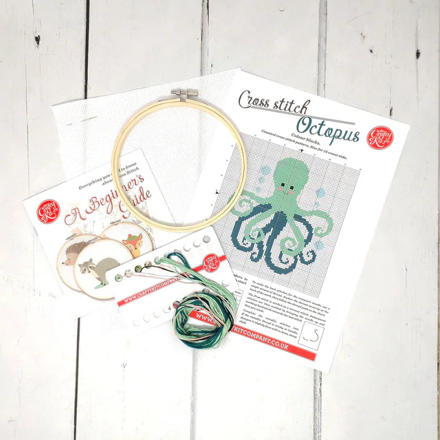 Crafty Kit Company Green Octopus Cross Stitch Kit