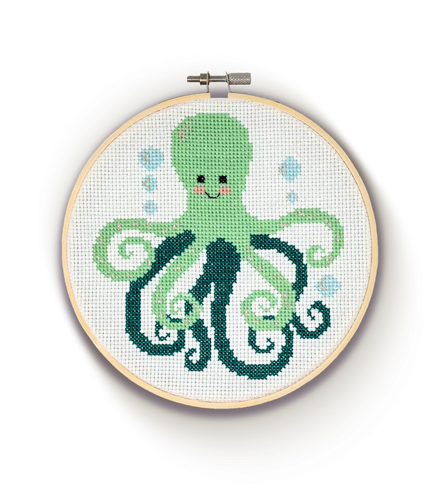 Crafty Kit Company Green Octopus Cross Stitch Kit