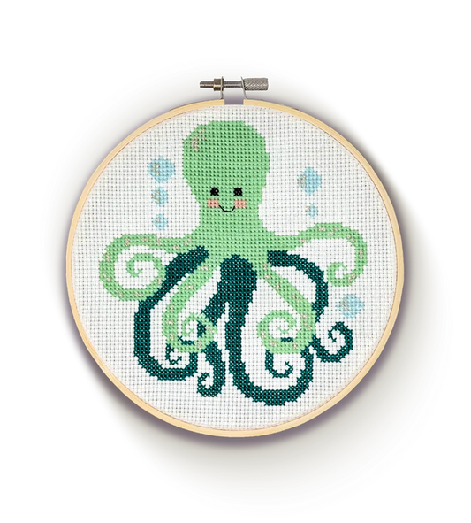 Crafty Kit Company Green Octopus Cross Stitch Kit