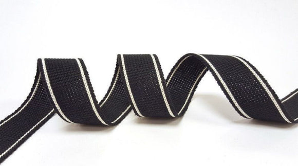 Cotton Blend Heavy Weight 2 Stripe Webbing - 34mm Black